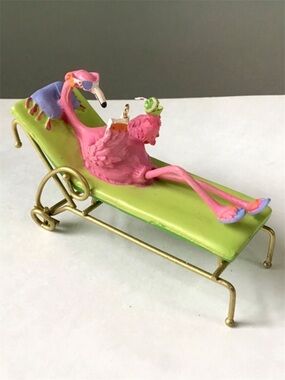 Cape Shore Flamingo Beach Lounging Christmas Ornament Coastal Decor Figurine